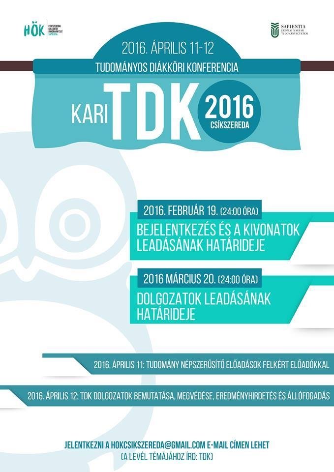 Tudományos Diákköri Konferencia 2016-ban is
