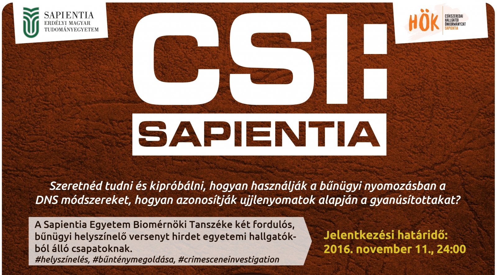 CSI:Sapientia bűnügyi verseny egyetemistáknak