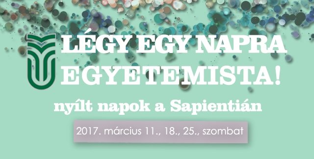 Légy egy napra egyetemista! - nyílt napokat szervezünk