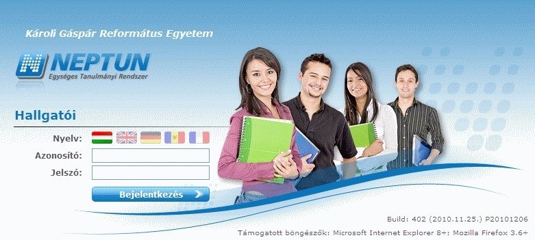 A Neptun rendszer karbantartás miatt szünetel