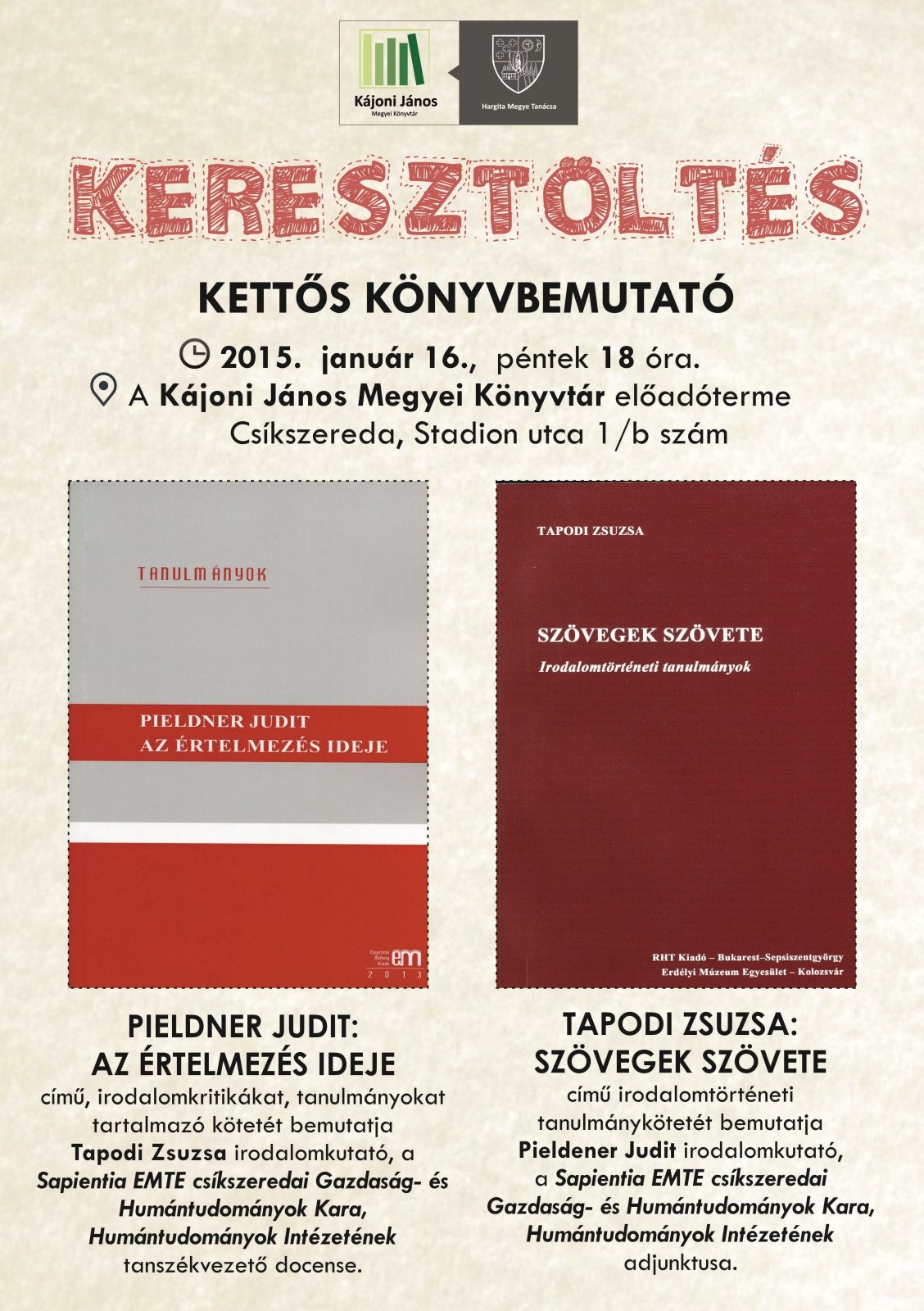 Keresztöltés: kettős könyvbemutató