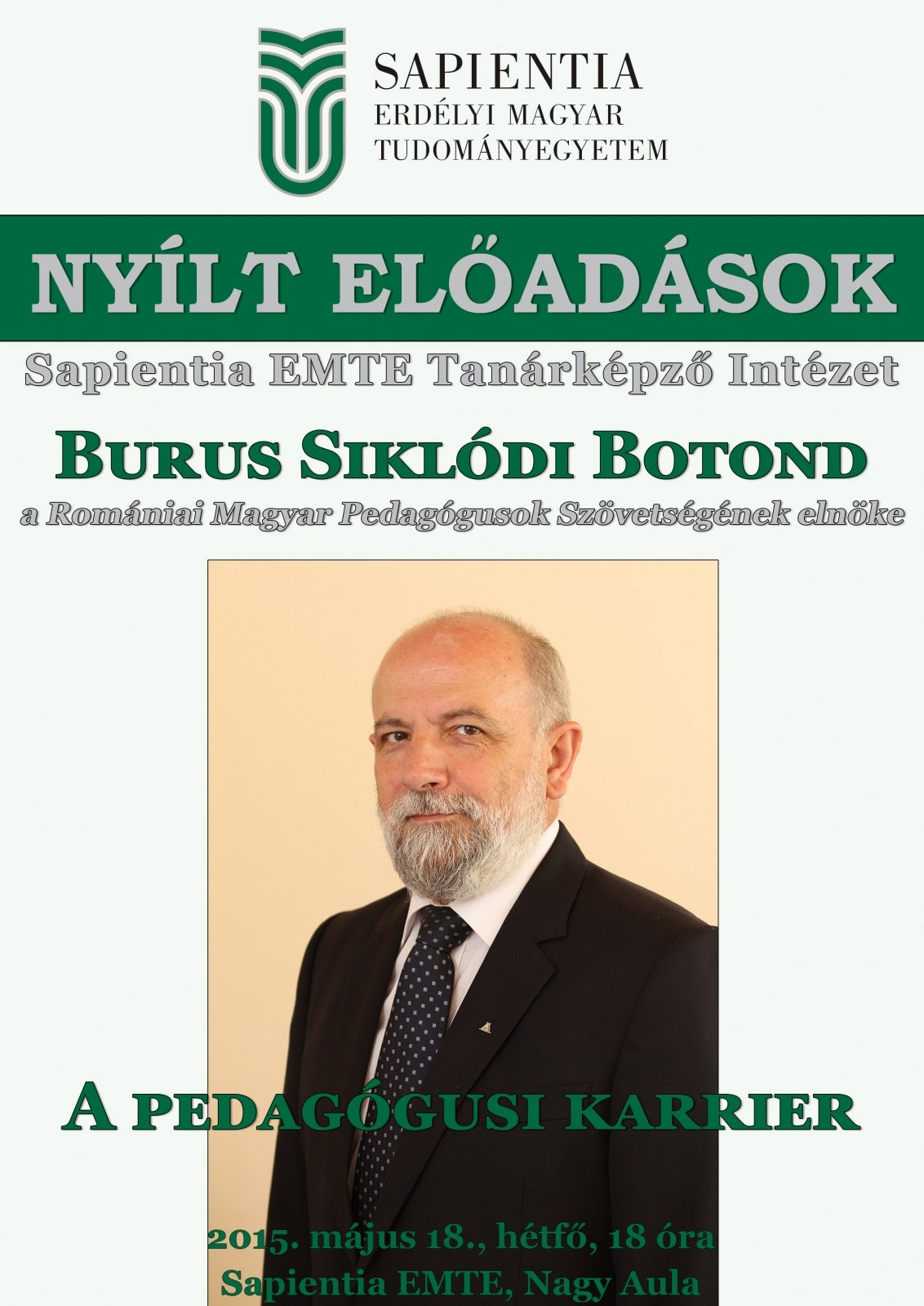 Nyílt előadás: A pedagógusi karrier